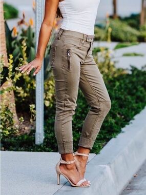 Express Olive Utility Zip Pocket Ankle Leggings | Size 00R